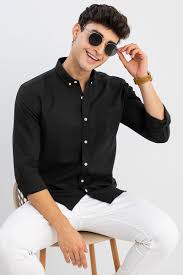 MEN COTTON BLACK SHIRT