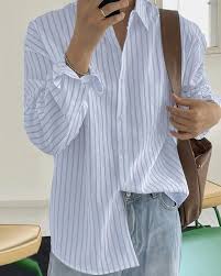 LINE PRINTED WHITE SHIRT
